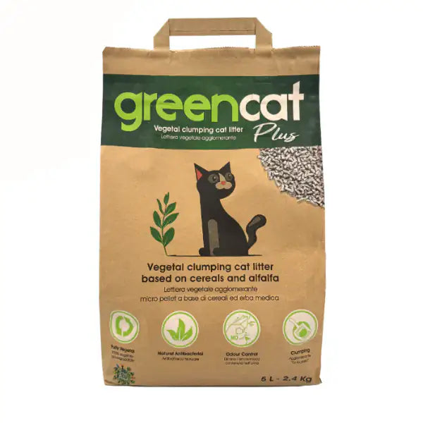 GreenCat Plus lettiera vegetale e agglomerante per gatti Cereali e erba medica   bauzaarit.myshopify.com