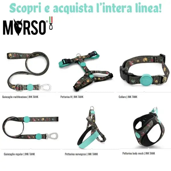 Guinzaglio per cani Multifunzione in raso Intense con aggancio rapido Ink Tank Morso   bauzaarit.myshopify.com