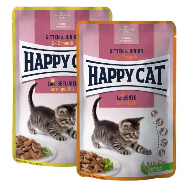 Happy Cat bocconi in salsa Kitten e Junior 85 gr   bauzaarit.myshopify.com
