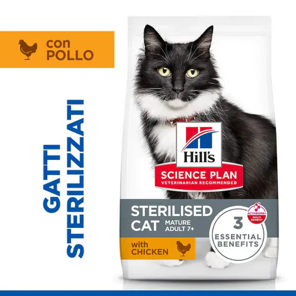 Hill's Science Plan Mature 7+ Adult Sterilised Alimento per gatti con Pollo   bauzaarit.myshopify.com