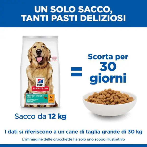 Hill's Science Plan Perfect Weight Large Adult Alimento per Cani con Pollo   bauzaarit.myshopify.com