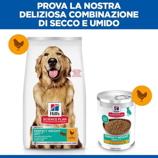 Hill's Science Plan Perfect Weight Large Adult Alimento per Cani con Pollo   bauzaarit.myshopify.com