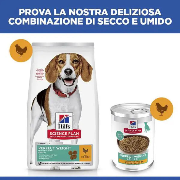 Hill's Science Plan Perfect Weight Medium Adult Alimento per Cani con Pollo   bauzaarit.myshopify.com