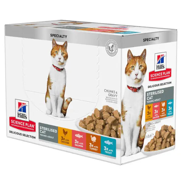 Hill's science Plan Cat Young Adult Sterilised multipack 12x85 gr  Mix carne e pesce bauzaarit.myshopify.com