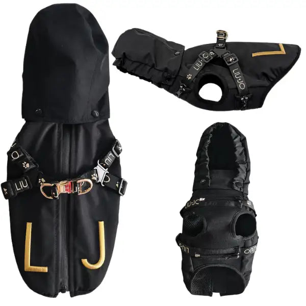 Impermeabile per cani con pettorina integrata Liu Jo Pets  Nero - Taglia S/M Bauzaar.it