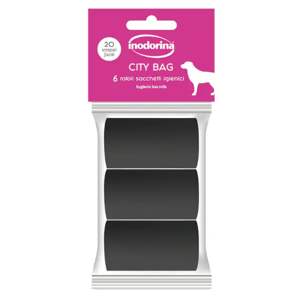 Inodorina City Bag - Ricarica Sacchetti Igienici  Nero - 6 rotoli da 20 bauzaarit.myshopify.com