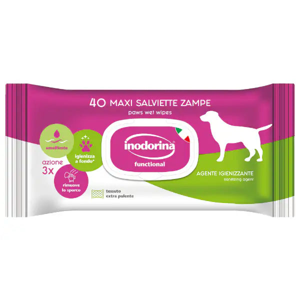 Inodorina Funzionale Salviette Detergenti  40 pezzi - Zampe con igienizzante bauzaarit.myshopify.com