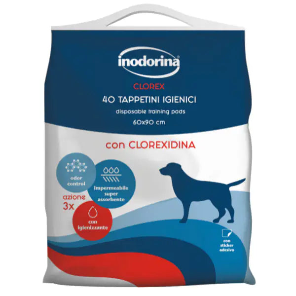 Inodorina Tappetini assorbenti igienici per cani Clorex  60 x 90 - 40 pezzi bauzaarit.myshopify.com