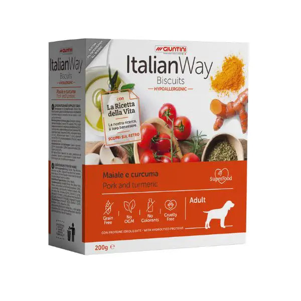 ItalianWay Biscuits Hypoallergenic Adult 200 gr  Maiale e curcuma bauzaarit.myshopify.com