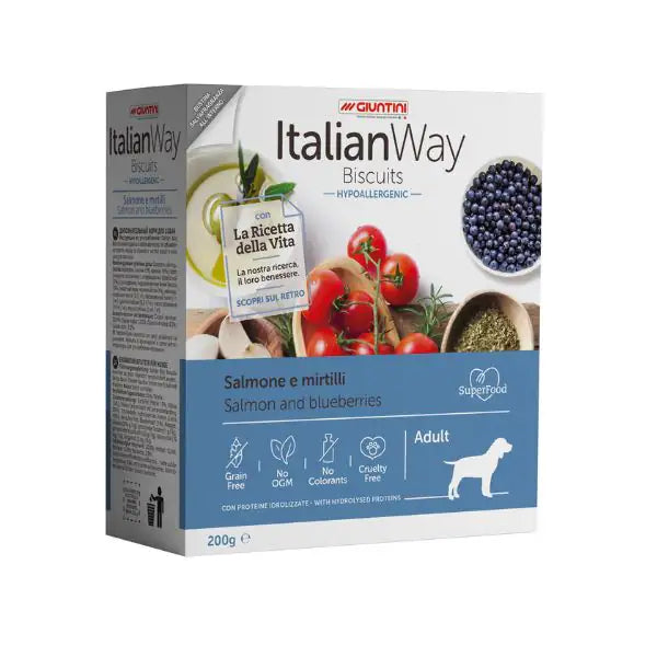 ItalianWay Biscuits Hypoallergenic Adult 200 gr  Salmone e mirtilli bauzaarit.myshopify.com