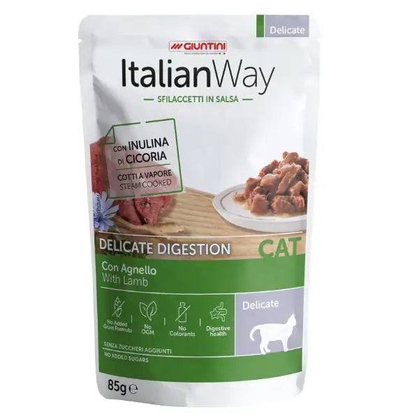 ItalianWay Cat Sfilaccetti in salsa Delicate Digestion 85 gr  Agnello bauzaarit.myshopify.com