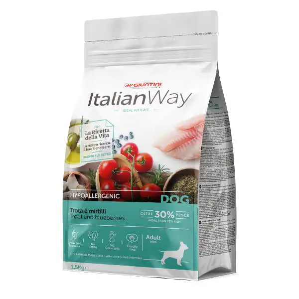 ItalianWay Hypoallergenic Mini Adult Trota e Mirtilli  1,5 kg bauzaarit.myshopify.com