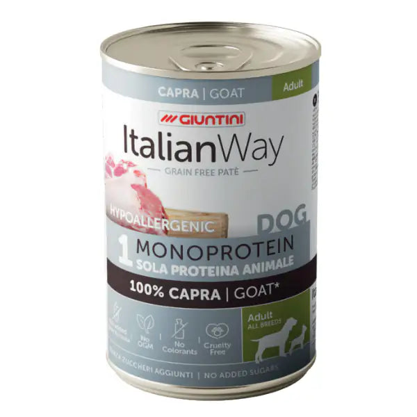 Italianway Patè Hypoallergenic Monoprotein Dog Adult 400 gr  Capra bauzaarit.myshopify.com