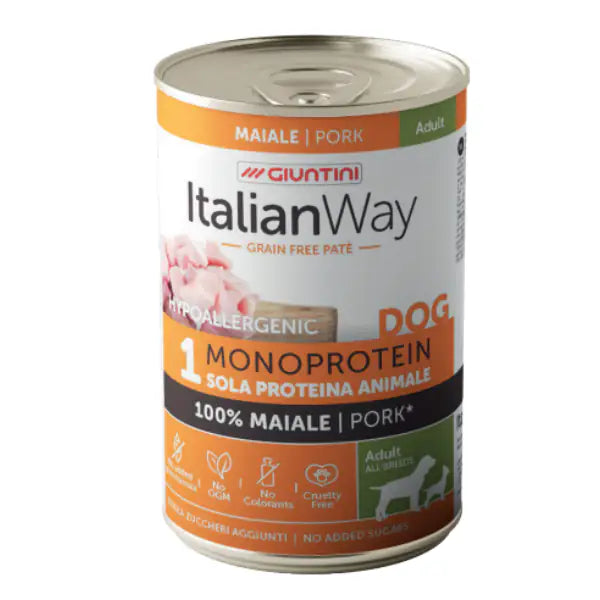 Italianway Patè Hypoallergenic Monoprotein Dog Adult 400 gr  Maiale bauzaarit.myshopify.com