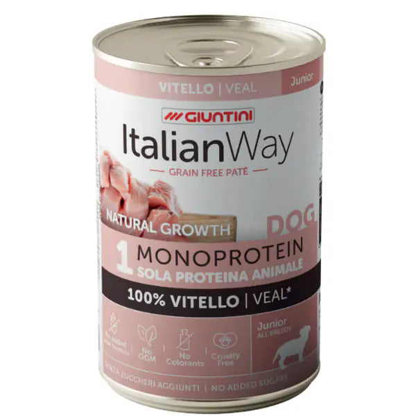 Italianway Patè Natural Growth Monoprotein Dog Junior 400 gr  Vitello bauzaarit.myshopify.com