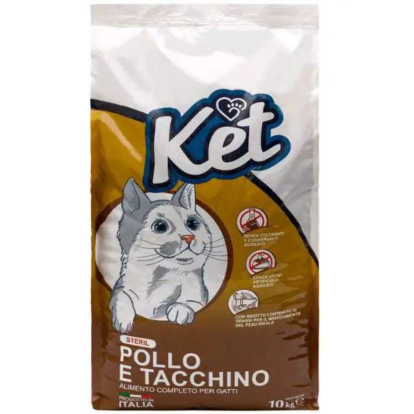 Ket Cat Sterilised pollo e tacchino  10 kg bauzaarit.myshopify.com