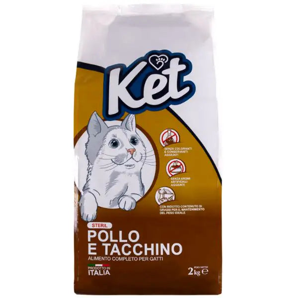 Ket Cat Sterilised pollo e tacchino  2 kg bauzaarit.myshopify.com