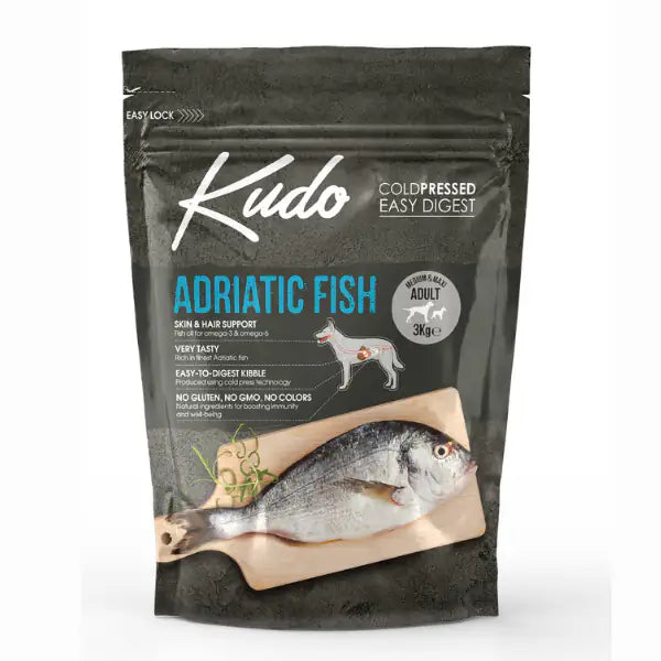 Kudo Low Grain Adult Medium/Maxi Adriatic Fish  3 kg bauzaarit.myshopify.com