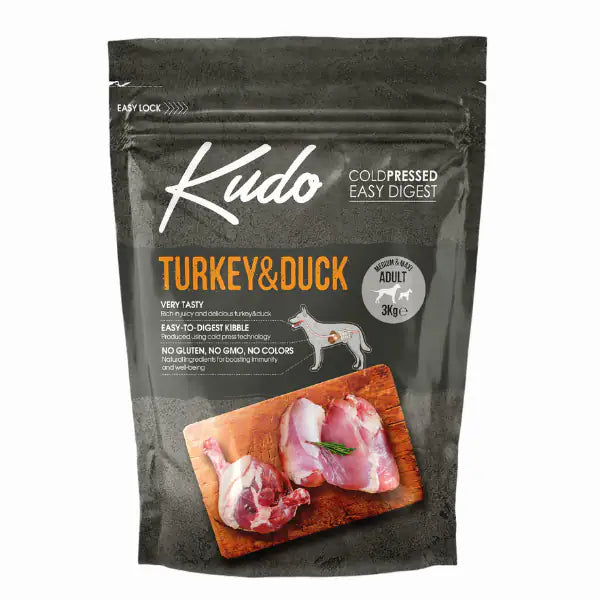 Kudo Low Grain Adult Medium/Maxi Tacchino e Anatra  3 kg bauzaarit.myshopify.com