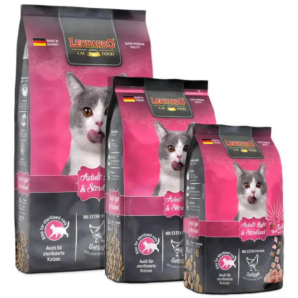 Leonardo Cat food Adult Light & Sterilised ricco di Pollame   bauzaarit.myshopify.com