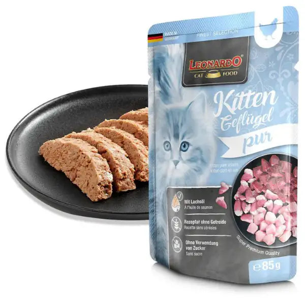 Leonardo Cat food Kitten Finest Selection Puro Grain Free monoproteico 85 gr  Pollo bauzaarit.myshopify.com