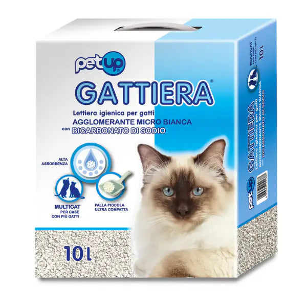 Lettiera agglomerante assorbente Multicat Micro Bianca con bicarbonato Gattiera PetUp   Bauzaar.it