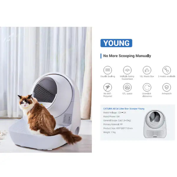 Lettiera autopulente per gatti Scooper Young CatLink (no Wi-fi)   bauzaarit.myshopify.com