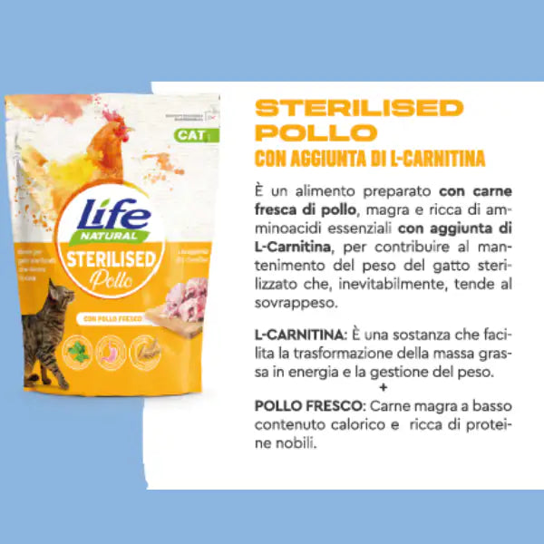 LifeCat Natural Adult Sterilised Low Grain Pollo fresco   bauzaarit.myshopify.com