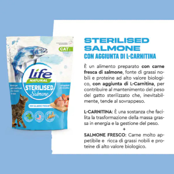 LifeCat Natural Adult Sterilised Low Grain Salmone fresco   bauzaarit.myshopify.com