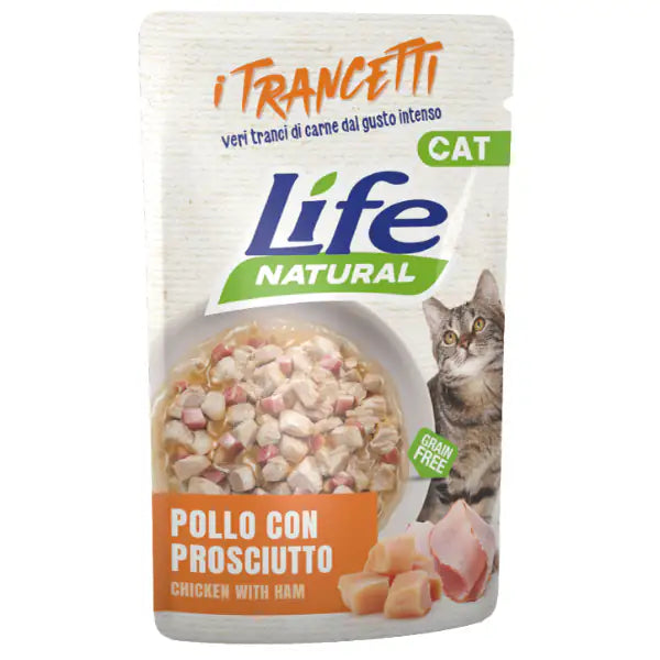 Life Cat Natural Trancetti Bustine Grain Free 55 gr  Pollo con prosciutto bauzaarit.myshopify.com