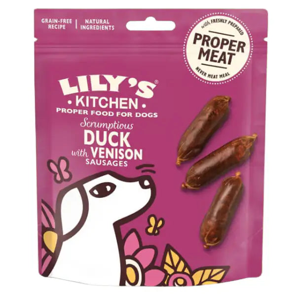 Lily's Kitchen Snack Treats 70 gr  Salsicce di anatra e cervo bauzaarit.myshopify.com