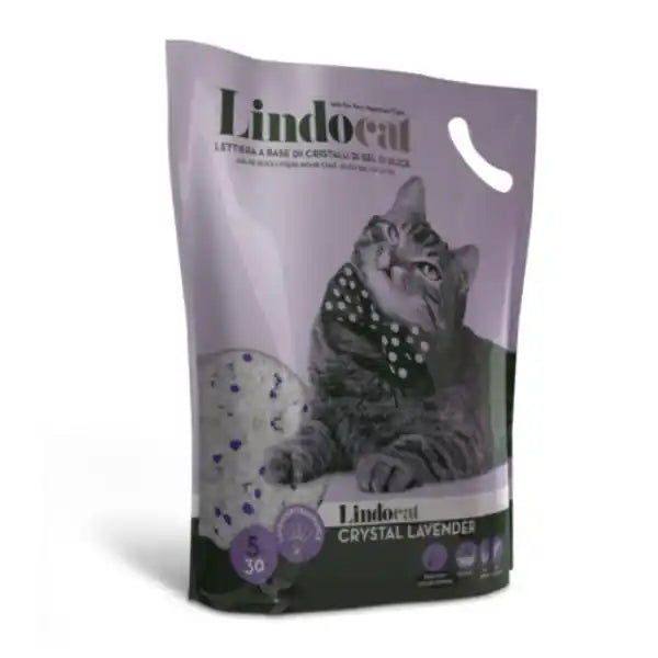 Lindocat Crystal lettiera ultra assorbente in gel di silice profumata  16 lt (6,5 kg) Lavanda bauzaarit.myshopify.com