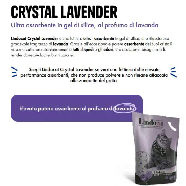 Lindocat Crystal lettiera ultra assorbente in gel di silice profumata   bauzaarit.myshopify.com