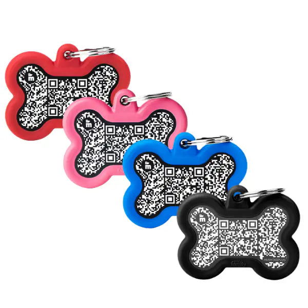Medaglietta identificativa con Hushtag Plus QR Code Osso My Family   bauzaarit.myshopify.com