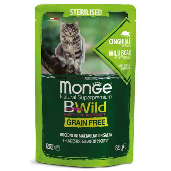Monge BWild Grain Free Sterilised Cat 85 gr  Cinghiale con ortaggi bauzaarit.myshopify.com