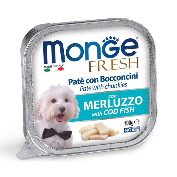 Monge Fresh Adult Patè con bocconcini 100 gr  Bocconcini con Merluzzo bauzaarit.myshopify.com