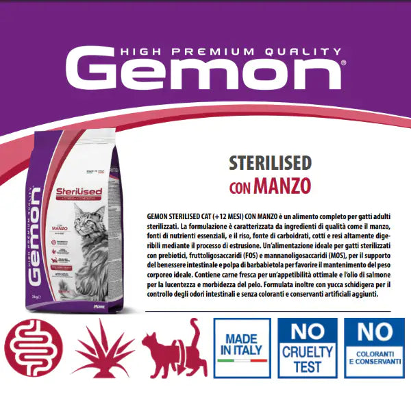 Monge Gemon Cat Sterilised con Manzo   bauzaarit.myshopify.com