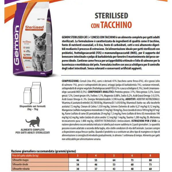Monge Gemon Cat Sterilised con Tacchino   bauzaarit.myshopify.com