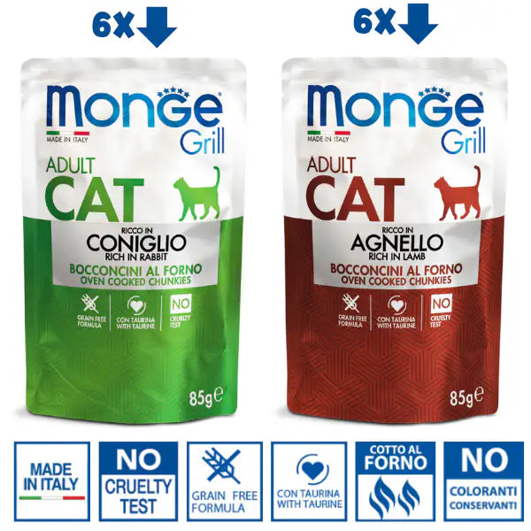 Monge Grill Adult Cat Grain Free Multipack 12x85 gr   bauzaarit.myshopify.com