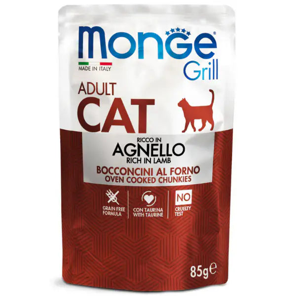 Monge Grill Grain Free Adult Cat bocconcini 85 gr  Agnello bauzaarit.myshopify.com