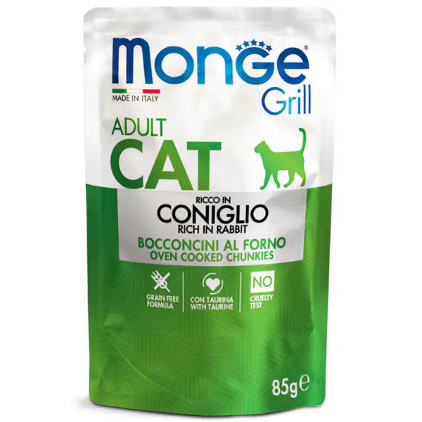 Monge Grill Grain Free Adult Cat bocconcini 85 gr  Coniglio bauzaarit.myshopify.com