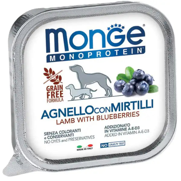 Monge Monoprotein Patè Adult Grain Free 150 gr  Agnello e Mirtilli bauzaarit.myshopify.com