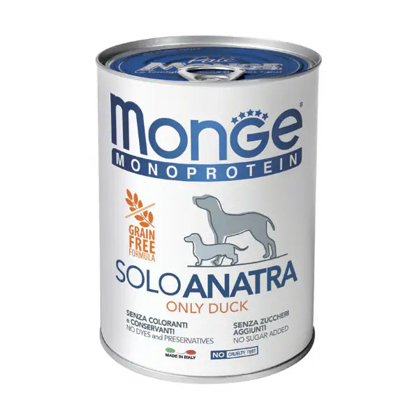 Monge Monoprotein SOLO Patè Grain Free 400 gr  Anatra bauzaarit.myshopify.com