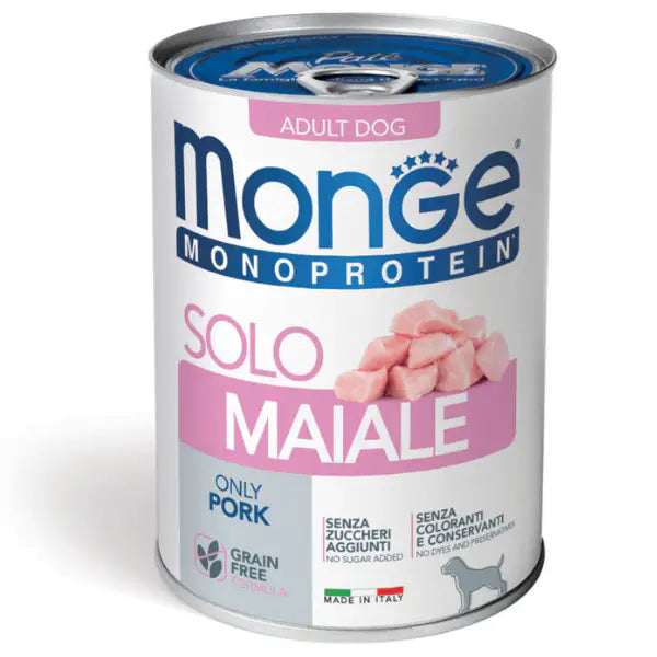Monge Monoprotein SOLO Patè Grain Free 400 gr  Maiale Bauzaar.it