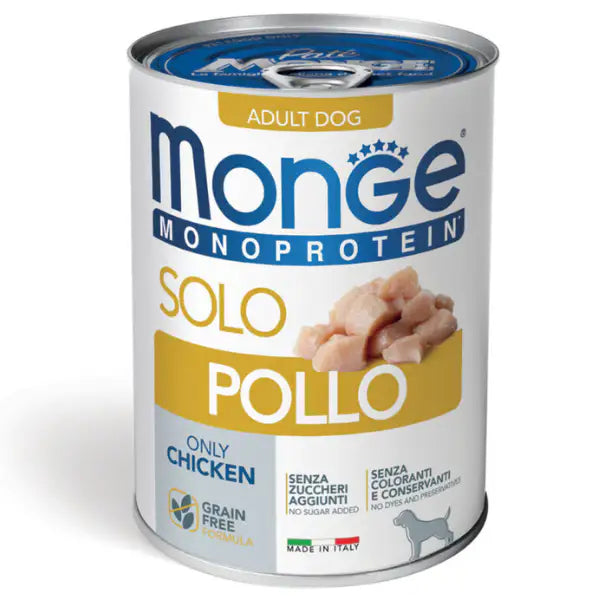 Monge Monoprotein SOLO Patè Grain Free 400 gr  Pollo Bauzaar.it