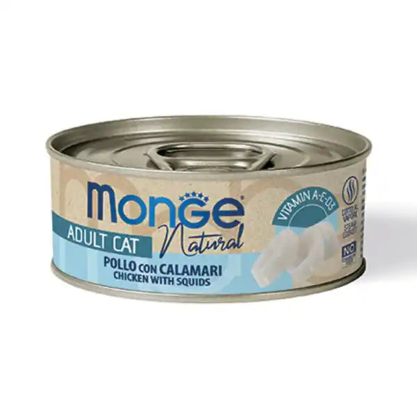 Monge Natural Adult cottura al vapore Ricette Delicate 80 gr  Pollo con calamari bauzaarit.myshopify.com