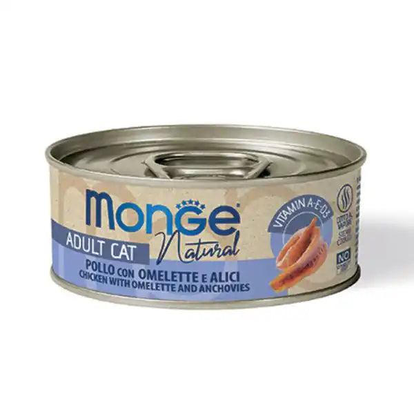 Monge Natural Adult cottura al vapore Ricette Delicate 80 gr  Pollo con omelette e alici bauzaarit.myshopify.com