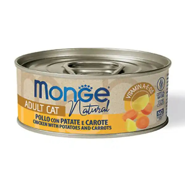 Monge Natural Adult cottura al vapore Ricette Delicate 80 gr  Pollo con patate e carote bauzaarit.myshopify.com