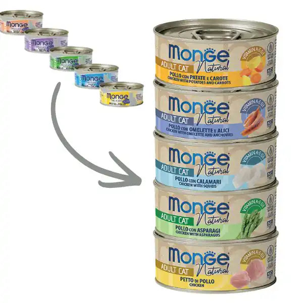 Monge Natural Adult cottura al vapore Ricette Delicate 80 gr   bauzaarit.myshopify.com