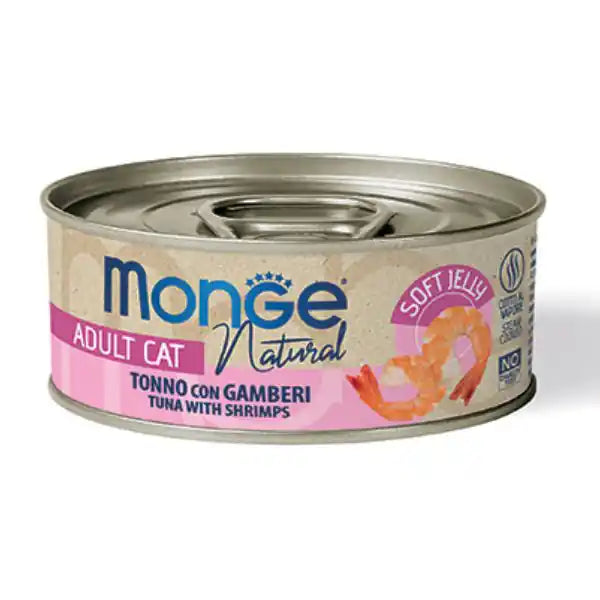 Monge Natural Adult cottura al vapore in Jelly 80 gr  Tonno con gamberi bauzaarit.myshopify.com